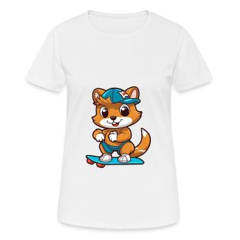 Funny Chipmunk Kawaii Cartoon Playing Skateboard - Women's Breathable T-Shirt - white - Front - AI Model Female 172 dark (172cm)