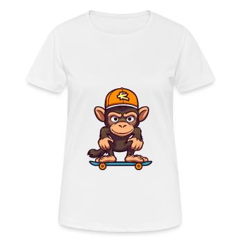 Lustige Schimpanse Kawaii Cartoon spielt Skateboard - Frauen T-Shirt atmungsaktiv - Weiß - Vorne - AI Model Female 172 dark (172cm)