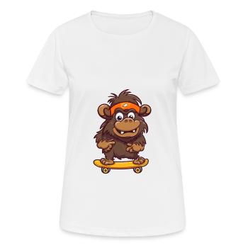 Funny Buffalo Kawaii Cartoon Playing Skateboard - Women's Breathable T-Shirt - white - Front - AI Model Female 172 dark (172cm)