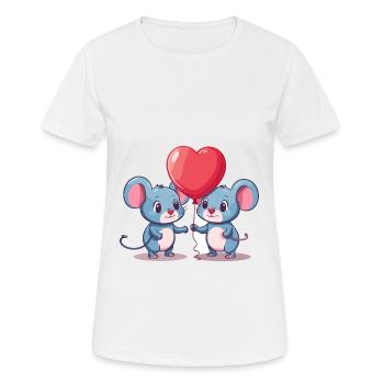 Maus Kawaii Cartoon Haustier spielt mit Luftballons - Frauen T-Shirt atmungsaktiv - Weiß - Vorne - AI Model Female 172 dark (172cm)