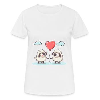 Moutons Kawaii Cartoon Pet Jouant Avec Des Ballons - T-shirt respirant Femme - blanc - Devant - AI Model Female 172 dark (172cm)