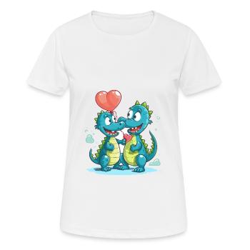 Crocodiles Kawaii Cartoon Pet Jouant Avec Ballon - T-shirt respirant Femme - blanc - Devant - AI Model Female 172 dark (172cm)