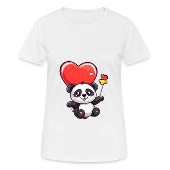 Panda Kawaii Cartoon Pet Playing With Balloons - Women's Breathable T-Shirt - white - Front - AI Model Female 172 dark (172cm)