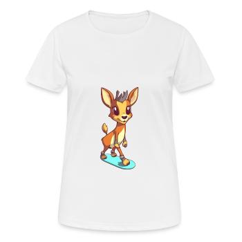 Drôle Antilope Kawaii Cartoon Jouer Skateboard - T-shirt respirant Femme - blanc - Devant - AI Model Female 172 dark (172cm)