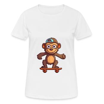 Drôle Babbouin Kawaii Cartoon Pet Jouer Skateboard - T-shirt respirant Femme - blanc - Devant - AI Model Female 172 dark (172cm)