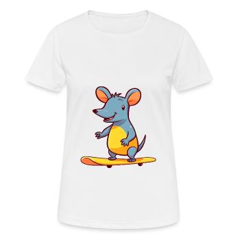 Funny Aardvark Kawaii Cartoon Playing Skateboard - Women's Breathable T-Shirt - white - Front - AI Model Female 172 dark (172cm)