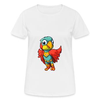 Super-héros Drôle Perroquet Kawaii Cartoon Animal Pet - T-shirt respirant Femme - blanc - Devant - AI Model Female 172 dark (172cm)