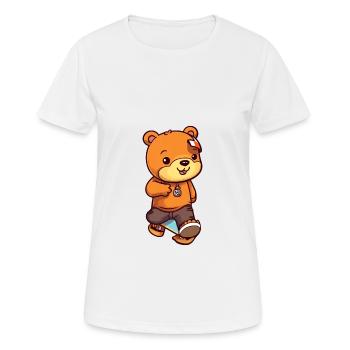 Lustiger Bär Kawaii Cartoon Haustier spielt Skateboard - Frauen T-Shirt atmungsaktiv - Weiß - Vorne - AI Model Female 172 dark (172cm)