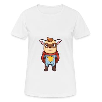 Super-héros Drôle Vache Kawaii Dessin animé Animal de compagnie - T-shirt respirant Femme - blanc - Devant - AI Model Female 172 dark (172cm)