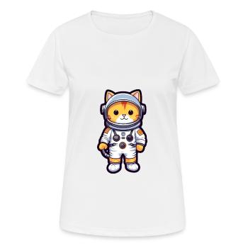 Astronaut Funny Cat Kawaii Cartoon Animal Pet - Women's Breathable T-Shirt - white - Front - AI Model Female 172 dark (172cm)