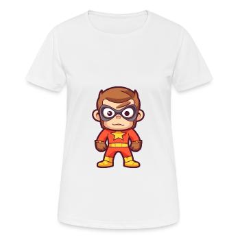 Superheld Lustiger Affe Kawaii Cartoon Tier Haustier - Frauen T-Shirt atmungsaktiv - Weiß - Vorne - AI Model Female 172 dark (172cm)