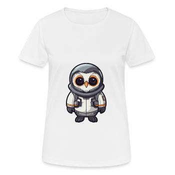 Astronaut Lustige Eule Kawaii Cartoon Tier Haustier - Frauen T-Shirt atmungsaktiv - Weiß - Vorne - AI Model Female 172 dark (172cm)