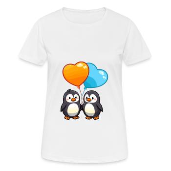 Pinguine Kawaii Cartoon Haustier spielt mit Luftballons - Frauen T-Shirt atmungsaktiv - Weiß - Vorne - AI Model Female 172 dark (172cm)