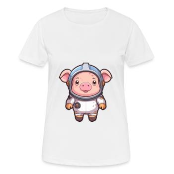 Astronaute Drôle Cochon Kawaii Dessin Animé Animal De Compagnie - T-shirt respirant Femme - blanc - Devant - AI Model Female 172 dark (172cm)