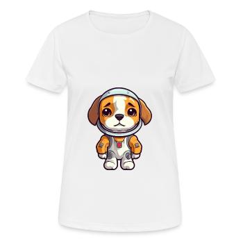 Astronaut Funny Dog Kawaii Cartoon Animal Pet - Women's Breathable T-Shirt - white - Front - AI Model Female 172 dark (172cm)