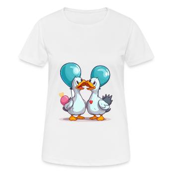 Gooses Kawaii Cartoon Pet Playing With Balloons - Women's Breathable T-Shirt - white - Front - AI Model Female 172 dark (172cm)