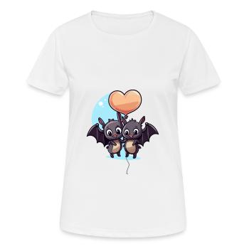 Fledermäuse Kawaii Cartoon Haustier spielt mit Luftballons - Frauen T-Shirt atmungsaktiv - Weiß - Vorne - AI Model Female 172 dark (172cm)