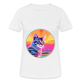 Arabian Mau Cat Breed Watercolor Cartoon Kawaii - Women's Breathable T-Shirt - white - Front - AI Model Female 172 dark (172cm)