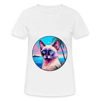 Balinesische Katzenrasse-Aquarell-Cartoon-Kawaii-Haustier - Frauen T-Shirt atmungsaktiv - Weiß - Vorne - AI Model Female 172 dark (172cm)