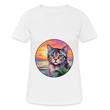 Australian Mist Cat Watercolor Cartoon Kawaii - Women's Breathable T-Shirt - white - Front - AI Model Female 172 dark (172cm)