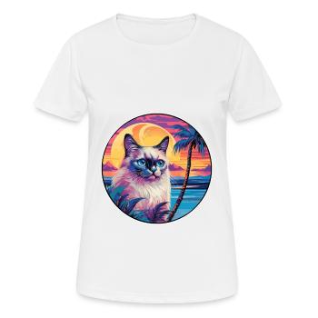 Birman Sacré Chat Race Aquarelle Dessin Animé Kawaii - T-shirt respirant Femme - blanc - Devant - AI Model Female 172 dark (172cm)
