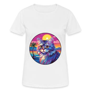 British Longhair Cat Watercolor Cartoon Kawaii - Women's Breathable T-Shirt - white - Front - AI Model Female 172 dark (172cm)