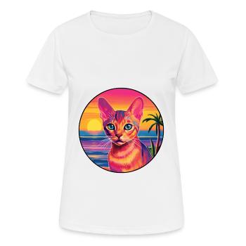 Abyssin Shorthair Chat Aquarelle Dessin Animé Kawaii - T-shirt respirant Femme - blanc - Devant - AI Model Female 172 dark (172cm)