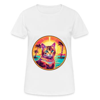 Asian Cat Breed Watercolor Cartoon Kawaii Pet - Women's Breathable T-Shirt - white - Front - AI Model Female 172 dark (172cm)