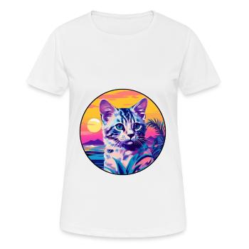 Australian Spotted Mist Cat Watercolor Cartoon Pet - Women's Breathable T-Shirt - white - Front - AI Model Female 172 dark (172cm)