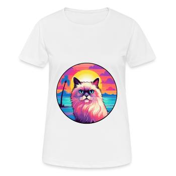 Birmanie chat race aquarelle dessin animé Kawaii animal de compagnie - T-shirt respirant Femme - blanc - Devant - AI Model Female 172 dark (172cm)