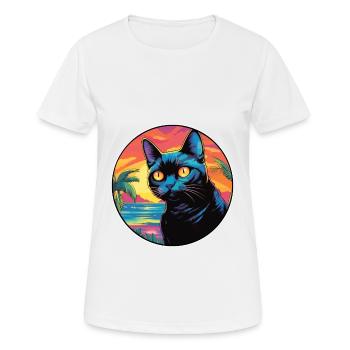 Bombay Cat Race Aquarelle Dessin animé Kawaii Pet - T-shirt respirant Femme - blanc - Devant - AI Model Female 172 dark (172cm)