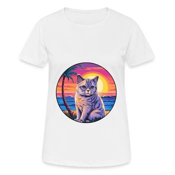 Britische Kurzhaarkatze Aquarell-Cartoon Kawaii - Frauen T-Shirt atmungsaktiv - Weiß - Vorne - AI Model Female 172 dark (172cm)