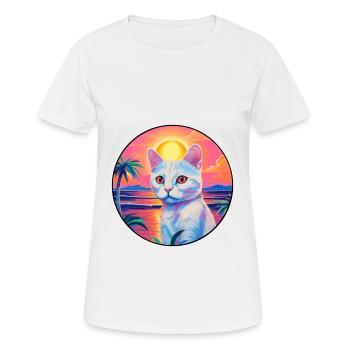 Burmilla Chat Race Aquarelle Dessin animé Kawaii Pet - T-shirt respirant Femme - blanc - Devant - AI Model Female 172 dark (172cm)
