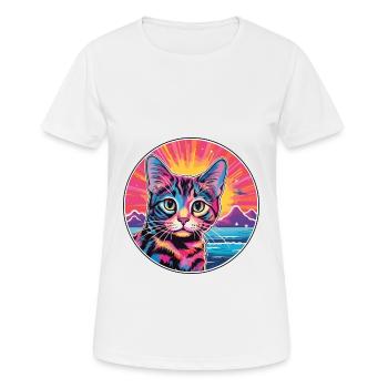 American Wirehair Cat Watercolor Cartoon Kawaii - Women's Breathable T-Shirt - white - Front - AI Model Female 172 dark (172cm)
