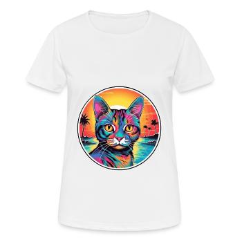 Brasilianische Kurzhaarkatze Aquarell-Cartoon Kawaii - Frauen T-Shirt atmungsaktiv - Weiß - Vorne - AI Model Female 172 dark (172cm)