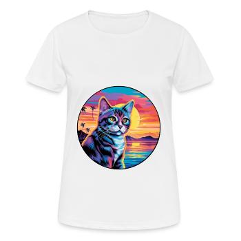 Chypre Chat Race Aquarelle Dessin Animé Kawaii Pet - T-shirt respirant Femme - blanc - Devant - AI Model Female 172 dark (172cm)