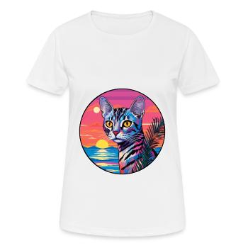 Egyptian Mau Cat Breed Watercolor Cartoon Kawaii - Women's Breathable T-Shirt - white - Front - AI Model Female 172 dark (172cm)