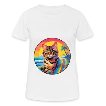 German Rex Cat Breed Watercolor Cartoon Kawaii Pet - Women's Breathable T-Shirt - white - Front - AI Model Female 172 dark (172cm)