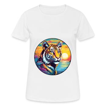 Liger Hybrid Löwe Tiger Katze Aquarell Cartoon Haustier - Frauen T-Shirt atmungsaktiv - Weiß - Vorne - AI Model Female 172 dark (172cm)
