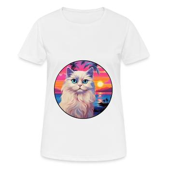 Race de chat Ragdoll aquarelle dessin animé Kawaii animal de compagnie - T-shirt respirant Femme - blanc - Devant - AI Model Female 172 dark (172cm)
