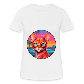 Red Devon Rex Cat Race Aquarelle Dessin Animé Kawaii - T-shirt respirant Femme - blanc - Devant - AI Model Female 172 dark (172cm)