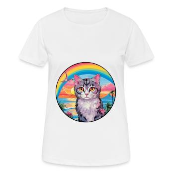 Selkirk Rex Katzenrasse Aquarell Cartoon Kawaii - Frauen T-Shirt atmungsaktiv - Weiß - Vorne - AI Model Female 172 dark (172cm)