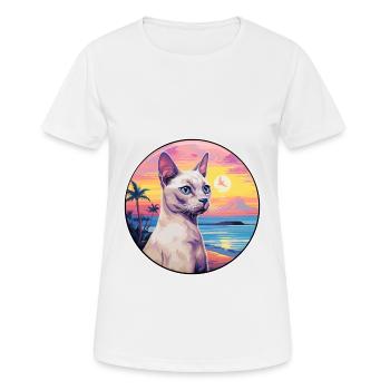 Tonkinois Chat Race Aquarelle Dessin Animé Kawaii Animal De Compagnie - T-shirt respirant Femme - blanc - Devant - AI Model Female 172 dark (172cm)