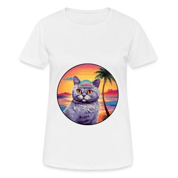 Anglais Argent Chat Race Aquarelle Dessin Animé Kawaii - T-shirt respirant Femme - blanc - Devant - AI Model Female 172 dark (172cm)