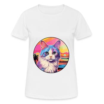 Verdünnte Kattunkatze Rasse Aquarell Karikatur Kawaii - Frauen T-Shirt atmungsaktiv - Weiß - Vorne - AI Model Female 172 dark (172cm)