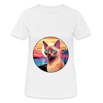 Chat birman européen aquarelle dessin animé Kawaii - T-shirt respirant Femme - blanc - Devant - AI Model Female 172 dark (172cm)