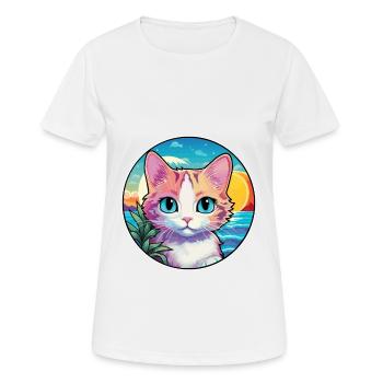 Hantilly Tiffany Katze Aquarell Cartoon Kawaii - Frauen T-Shirt atmungsaktiv - Weiß - Vorne - AI Model Female 172 dark (172cm)