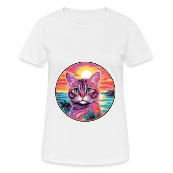 Race de chat javanais aquarelle dessin animé Kawaii animal de compagnie - T-shirt respirant Femme - blanc - Devant - AI Model Female 172 dark (172cm)