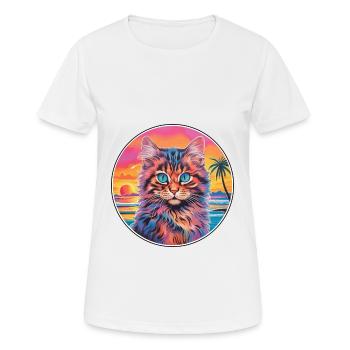 Laperm Chat Race Aquarelle Dessin animé Kawaii Pet - T-shirt respirant Femme - blanc - Devant - AI Model Female 172 dark (172cm)