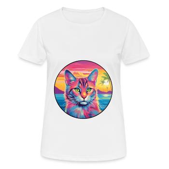 Manx Chat Race Aquarelle Dessin animé Kawaii Animal de compagnie - T-shirt respirant Femme - blanc - Devant - AI Model Female 172 dark (172cm)